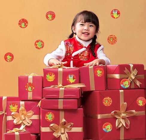 256 Pcs Chinese Lunar New Year Candy Stickers for Chinese New Year Decorations Classic 2025 Year of The Snake Round Candy Sticker Favors - Labels Fit Chocolate Candy in Saudi Arabia