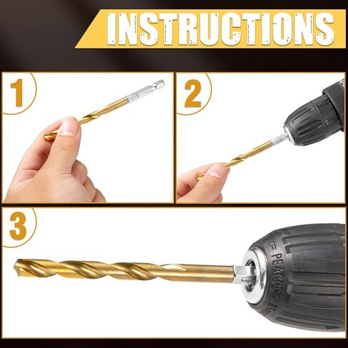 13Pcs Hex Shank Drill Bit Set, Upgraded Twist Drill Bit Set for Wood, Plastic, Aluminum Alloy, Titanium Drill Bit Set with Quick Change Design, 1/16 to 1/4 Inch in Saudi Arabia