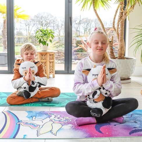 Myga Childrens Yoga Mat - Eco-Friendly Printed Yoga, Exercise and Fitness Mat for Kids - Features 8 Yoga Poses on the Reverse of the Mat - Non-Slip, Extra Grip & Multi-Purpose Mat - Various Designs in Saudi Arabia