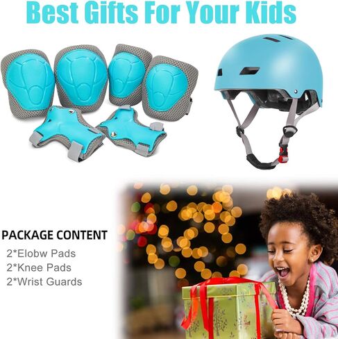 خوذة دراجة للأطفال قابلة للتعديل مع وسادات معصم للركبة والكوع للأطفال من عمر 2-5-8-14 عامًا للأولاد والبنات، مجموعة خوذة تزلج متعددة الرياضات ودراجة تزلج على الجليد in Kuwait