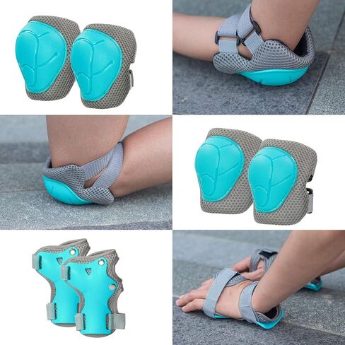 خوذة دراجة للأطفال قابلة للتعديل مع وسادات معصم للركبة والكوع للأطفال من عمر 2-5-8-14 عامًا للأولاد والبنات، مجموعة خوذة تزلج متعددة الرياضات ودراجة تزلج على الجليد in Kuwait