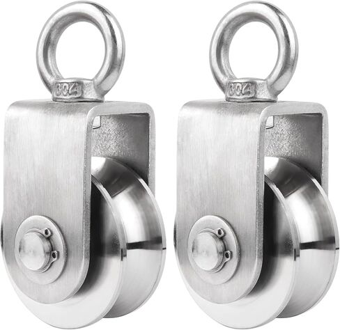 Swivel Single Pulley Block with Bearing Inside, 304 Stainless Steel Heavy Duty Cable Wheel for Pulley System Gym Equipment (48mm-2PCS) in Saudi Arabia