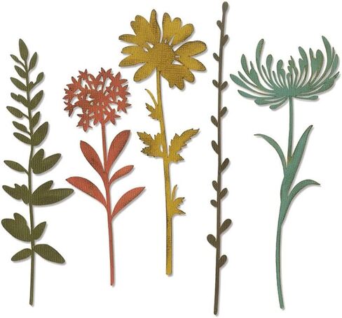 Sizzix Thinlits Die Set , Wildflower Stems #2 by Tim Holtz, 5 Pack, One Size, Multicolor 5 Piece in Saudi Arabia