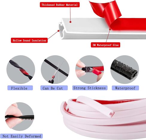 23Ft Rubber Weather Stripping Door Seal Strip for Door & Window, Self-Adhesive Backing Seal Large Gap (from 1/10 inch to 11/50 inch), Rubber Seal Strip for Door Insulation, Easy Cut to Size - Black in Kuwait