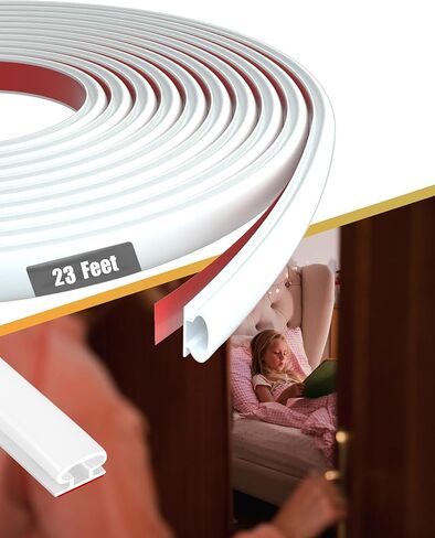 23Ft Rubber Weather Stripping Door Seal Strip for Door & Window, Self-Adhesive Backing Seal Large Gap (from 1/10 inch to 11/50 inch), Rubber Seal Strip for Door Insulation, Easy Cut to Size - Black in Kuwait