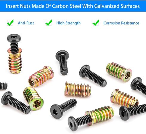35 مجموعة 1/4-20 × 19/32 بوصة أثاث برغي صواميل ملولبة للخشب، مسمار تثبيت موصل سداسي المقبس 1/4-20 × 25/32 بوصة صواميل لولبية، مع مفتاح ربط سداسي (M4، M6) in Kuwait