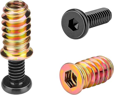 35 مجموعة 1/4-20 × 19/32 بوصة أثاث برغي صواميل ملولبة للخشب، مسمار تثبيت موصل سداسي المقبس 1/4-20 × 25/32 بوصة صواميل لولبية، مع مفتاح ربط سداسي (M4، M6) in Kuwait