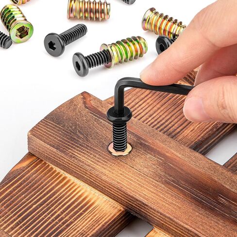 35 مجموعة 1/4-20 × 19/32 بوصة أثاث برغي صواميل ملولبة للخشب، مسمار تثبيت موصل سداسي المقبس 1/4-20 × 25/32 بوصة صواميل لولبية، مع مفتاح ربط سداسي (M4، M6) in Kuwait