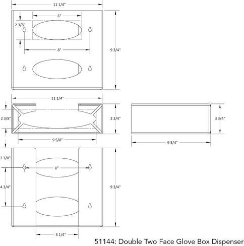 TrippNT 51145 Triple Two Faced Glove Box Holder, 11" W x 15" H x 3-1/2" D, Clear in Kuwait