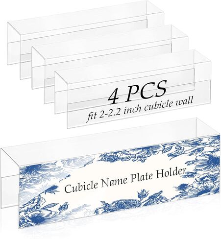 Cubicle Name Plate Holders Cubicle Name Plate Sign Holder Name Plate Bracket Double Sided Nameplates for Walls 2X8 PET Material Changeable Cubicle Name Plate Holder for School Office (4) in Saudi Arabia
