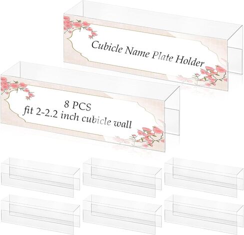Cubicle Name Plate Holders Cubicle Name Plate Sign Holder Name Plate Bracket Double Sided Nameplates for Walls 2X8 PET Material Changeable Cubicle Name Plate Holder for School Office (4) in Saudi Arabia