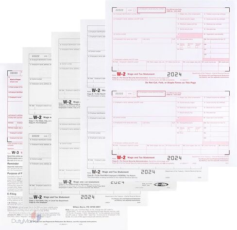W2 Tax Forms for 2023 4 Part, IRS-Compatible W2 Forms For 25 Employees - Compatible with Quickbooks Software & Laser, Inkjet Printers - Includes 25 Self-Sealing Envelopes in Kuwait