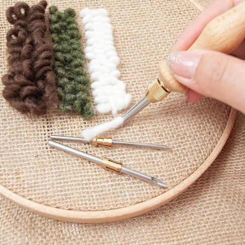 4Pack Punch Needle Kit 1.6mm-2mm-2.5mm-3.5mm-5mm Metal Tubes Adjustable Wooden Punch Needle Tool for Adult Beginner Embroidery Cross Stitching DIY Craft Decoration (Blue) in Saudi Arabia