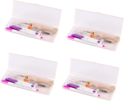 4Pack Punch Needle Kit 1.6mm-2mm-2.5mm-3.5mm-5mm Metal Tubes Adjustable Wooden Punch Needle Tool for Adult Beginner Embroidery Cross Stitching DIY Craft Decoration (Blue) in Saudi Arabia