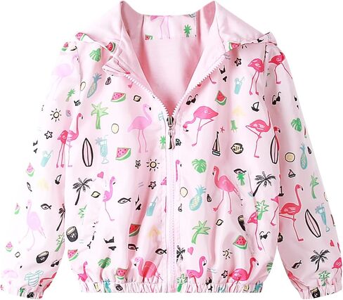 Feidoog Kids Baby Toddler Girls Cartoon Spring Fall Outerwear Windbreaker Zipper Hooded Jackets Coat in Kuwait