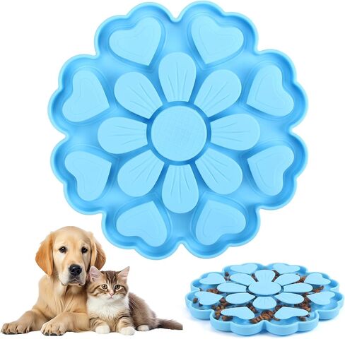 Dog Silicone Snuffle Mat, Pet Food Flower Design Slow Feeder Feeding Lick Mat, Interactive Puzzle Games for Medium Large Dogs, Dishwasher Microwave Safe (Yellow) in Saudi Arabia
