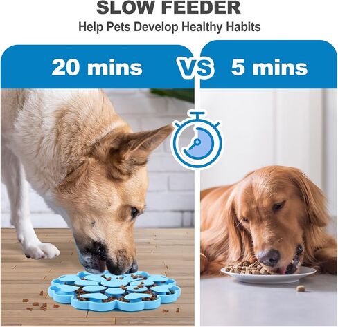 Dog Silicone Snuffle Mat, Pet Food Flower Design Slow Feeder Feeding Lick Mat, Interactive Puzzle Games for Medium Large Dogs, Dishwasher Microwave Safe (Yellow) in Saudi Arabia