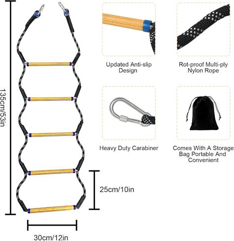 5 Step Boat Rope Ladder, Heavy Duty Load Capacity 400 lbs Rope, Rigid Resin Step, Outdoor Ladder for Inflatable Boat, Fishing Boat, Kayak, Motorboat, Canoeing in Saudi Arabia