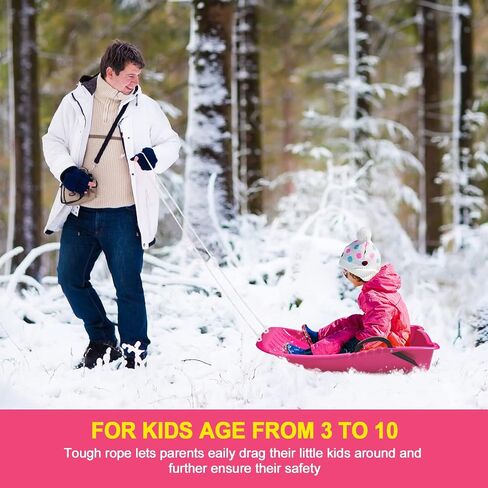 AGPTEK 31 Inch Durable Downhill Sprinter Toboggan Snow Sled for Kids Boys Girls Adults with Built-in Handles and Pulling Rope in Saudi Arabia