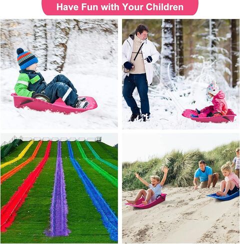 AGPTEK 31 Inch Durable Downhill Sprinter Toboggan Snow Sled for Kids Boys Girls Adults with Built-in Handles and Pulling Rope in Saudi Arabia