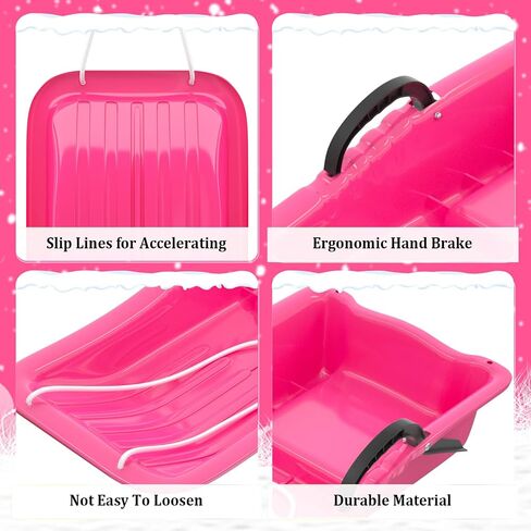 AGPTEK 31 Inch Durable Downhill Sprinter Toboggan Snow Sled for Kids Boys Girls Adults with Built-in Handles and Pulling Rope in Saudi Arabia