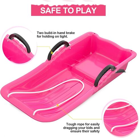 AGPTEK 31 Inch Durable Downhill Sprinter Toboggan Snow Sled for Kids Boys Girls Adults with Built-in Handles and Pulling Rope in Saudi Arabia