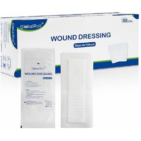 Island Dressing Bordered Gauze 4"x4", 50 Individually Packed Non-Stick Pad in Center with Adhesive Border,Soft Absorbent Medical Grade Dressing Gauze Pad for Wound Care and First Aid