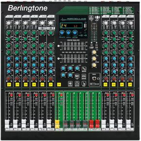 -Berlingtone,12-Channel Professional Bluetooth Audio Mixer, PC Recording, 24 DSP Effects,48V Phantom Power, 10 Microphone Jack, 14 band EQ, RCA Input/Output, Unpowered (BR-212MX)