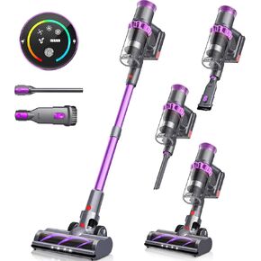 Cordless Vacuum Cleaner, 550W 45Kpa Vacuum Cleaners for Home, Stick Vacuum with Touch Screen, Up to 50 Min, Self-Standing, Lightweight, Rechargeable Cordless Vacuum for Hardwood Floor, Carpet,Pet Hair