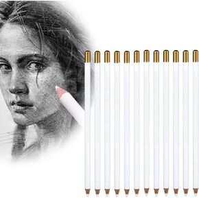 DOETYD 6 Pcs Eraser Pencil, Highlight Eraser Pencil Wooden Rubber Pencil Detail Eraser for Sketching Drawing Detail Revise
