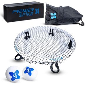 Roundnet Game Set - Top Set in Quality & Durability - Portable Outdoor Game for Beach, Backyard, Camping Game for Kids, Teens & Adults - Net, 2 Balls, Court Measuring Lines, Carrying Bag