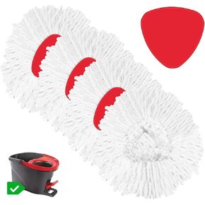4 Pack Spin Mop Refill Replacement Head Compatible with EasyWring 1-Tank System Spinning Mop, with 1 Swivel Mop Base, 100% Microfiber Deep Cleaning Machine Washable - Blue