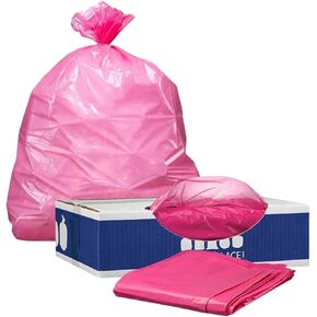 Plasticplace 32-33 Gallon Trash Bags │ 1.5 Mil │ Pink Garbage Can Liners │ 33’" x 39" (100 Count)