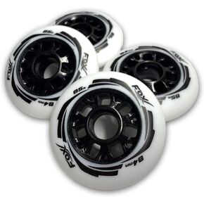 85A Wear-Resistant 84mm SHR PU Speed Inline Roller Skates Replacement Wheels Without Bearings for Indoor Outdoor Wave Board Caster Board Street Surf (Pack of 4 Wheels)
