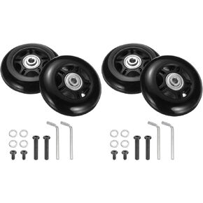 uxcell Set of 2 Luggage Wheels Replacement 75 x 24 mm/3" x 0.9" Rubber Swivel Caster Bearing Wheels Repair Kits for Suitcase Inline Outdoor Skate,Black