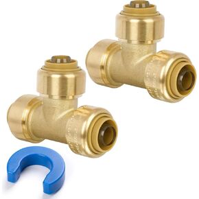 1" Tee, Push to Connect Plumbing Fitting for PEX, Copper, CPVC Pipe, Lead-Free Brass, Upgraded Stiffener with Disconnect Clip(1 Pack)