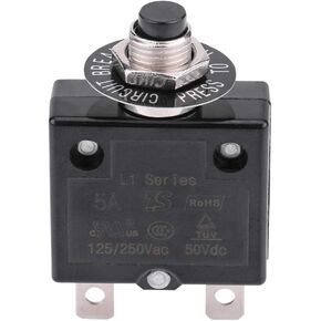 Circuit Breaker 5A 8A 10A 15A 18A 20A 30A Optional Reset Thermal Switch, 125-250V AC 50V DC Over Current Overload Protector Push Button Circuit Breaker(15 Amps)