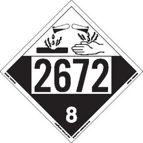 Labelmaster ZT4-2672 UN 2672 Corrosive Hazmat Placard, Tagboard (Pack of 25)