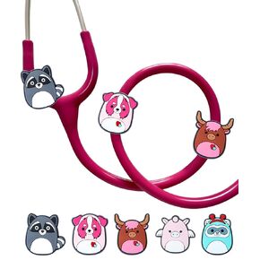 Plifal 5 Pieces Stethoscope Charm Tag for Nurse - Cute Sea Animals Stethoscope Charm Label Fit for Littmann Funny Tropical Accessories, Present for Pediatric Doctor, Medical Worker, Nursing Graduation