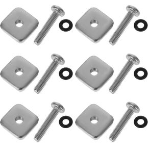 6 Pieces Surfing Accessories No Tool Stainless Steel Fin Screw Thumb Fin Screw, 316 Stainless Steel Fin Screw and Plate for Surf Longboard and SUP, M4 Screw Suitable for Fiberglass Single Fin