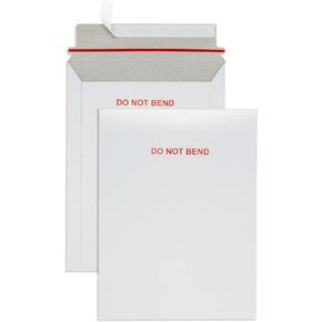 Blue Summit 12.75" x 15" Self-Seal Rigid Document Mailers Stay, 25 Pack of Flat White Cardboard Envelopes, “Do Not Bend", 25 Mailing Envelopes for Businesses