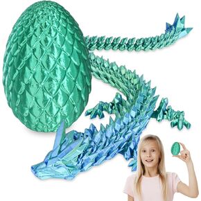 Balkwan 3D Printed Dragon Egg Fidget Toys，Articulated Crystal Dragon Eggs with Dragon Inside, Pop Fidget Desk Toys Home Office Decor, Adults Fidget Toys for Autism/ADHD (Dark Gold, S(H:3.9inch))