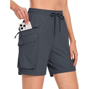 MAGCOMSEN Women's 7" Hiking Cargo Shorts Quick Dry Lightweight Golf Athletic Summer Outdoor Shorts with 4 Pockets