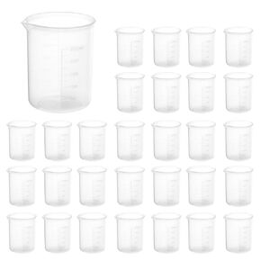 QWORK 250ml Graduated Plastic Beakers - 30PCS Polypropylene, with Easy-Read Measurements and Tapered Pour Spout Design