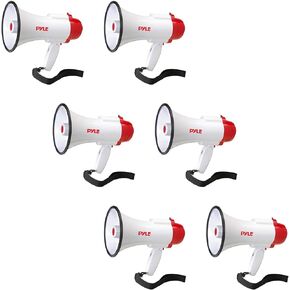 Pyle Handheld Megaphone Bull Horn with Siren and Voice Recorder (6 Pack)
