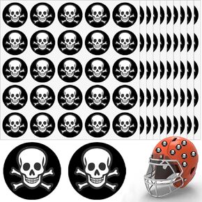 Youth Football Skull Helmet Award Decals, 1-1/8'' Vinyl Self-Adhesive Stickers for Football, Baseball, Hockey, Softball, Lacrosse Helmets(250 Piece, 10 Sheets)