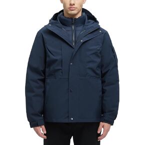 Men's 3 in 1 Winter Coats Water Resistant Ski Snow Warm Puffer Cotton Jacket With Multi-Pockets Windbreaker Jacket