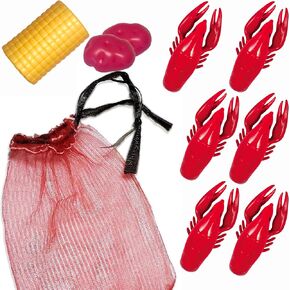 Lil' Bit Boiling Co. Kids Louisiana Crawfish Boil Playset - Toy Food Kitchen Set for Children with Pot, Strainer, Wooden Paddle and Accessories