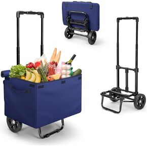 KEDSUM Shopping Carts for Groceries, 330 LBS/70L Grocery Cart on Wheels, Foldable Utility Cart, Shopping Carts is Quipped with Waterproof Basket with Cover & is Used for Shopping, Camping, Luggage