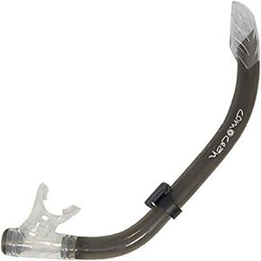 Scuba Choice Scuba Diving Comocean Free Dive Semi Dry Silicone J Snorkel with Splash Guard, Translucent Black Medium